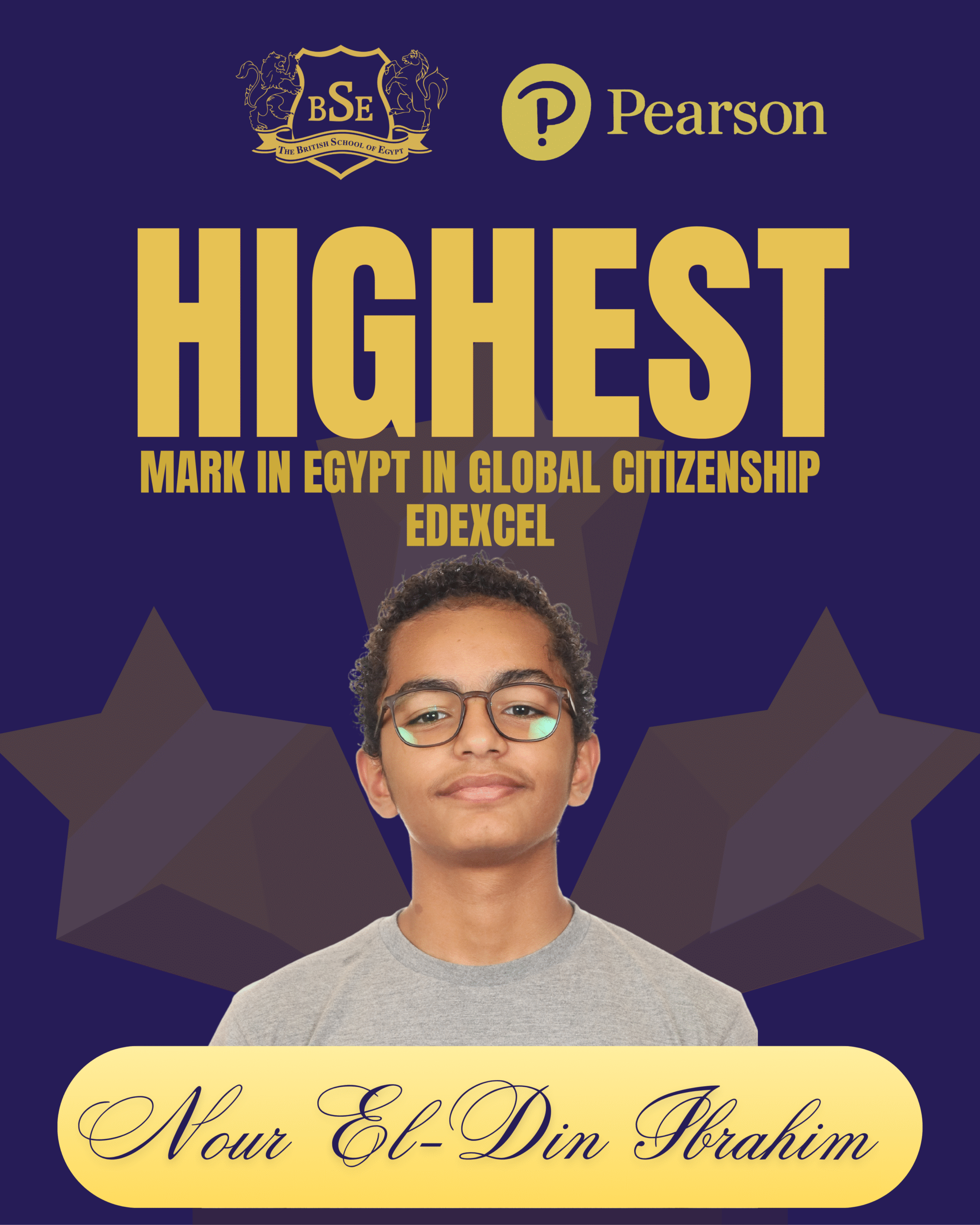 Highest mark in Egypt in Global Citizenship (Pearson Edexcel).